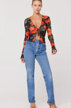 Clearance Aliyah Mesh Top In Poppy Women Tops