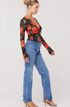Clearance Aliyah Mesh Top In Poppy Women Tops