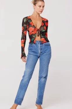 Clearance Aliyah Mesh Top In Poppy Women Tops