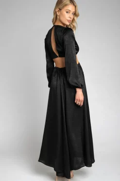 Cheap Noelle Maxi Dress - Black Maxi Dress With Sleeves Women Dresses