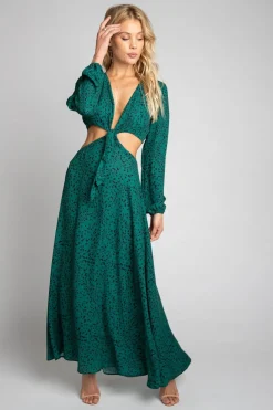 Best Sale Noelle Maxi Dress - Seabrook Green Maxi Dress With Sleeves Women Dresses