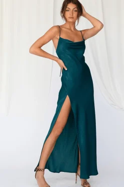 Clearance River Slip In Emerald Women Dresses