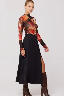 Fashion Skatie Midi Skirt In Black Women Bottoms