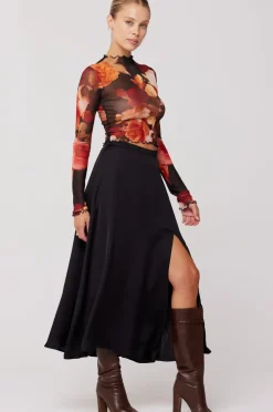Fashion Skatie Midi Skirt In Black Women Bottoms