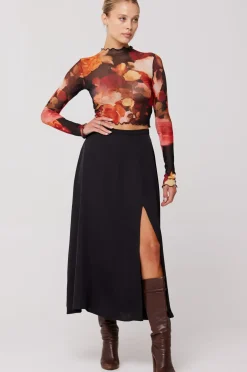Fashion Skatie Midi Skirt In Black Women Bottoms